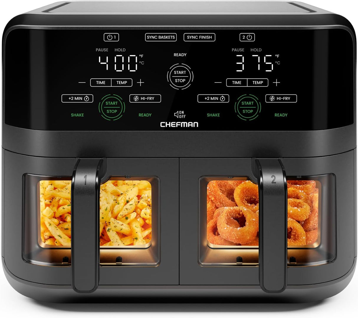 Freidora de aire de 6qt, CHEFMAN, 2 cestos, digital, doble