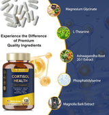 Suplemento de Cortisol, Marca XYZ, 120 Cápsulas Veganas