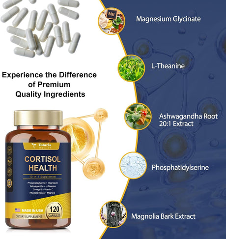 Suplemento de Cortisol, Marca XYZ, 120 Cápsulas Veganas