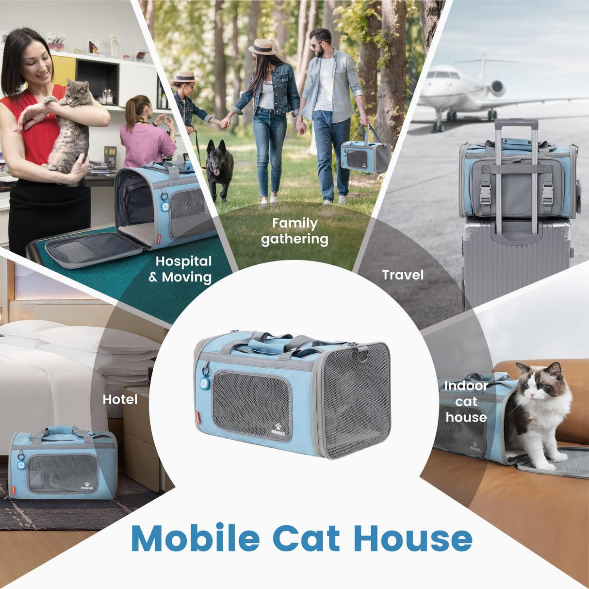 Transportadora de Mascotas Pawaii, Plegable y Cómoda