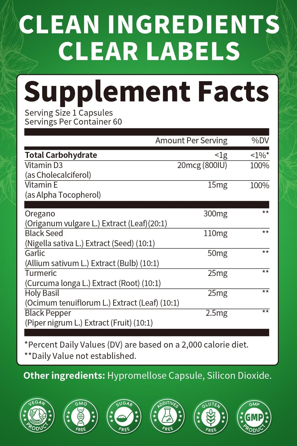 Aceite de Orégano Orgánico con Semilla Negra, 2 Meses