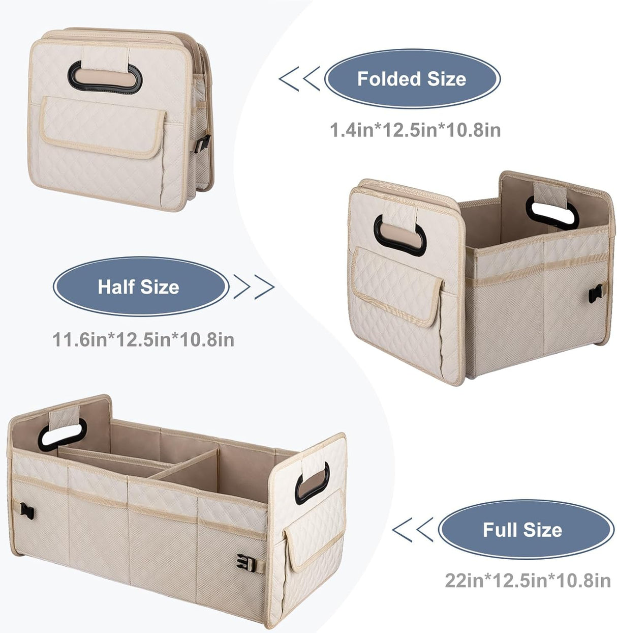 Organizador de Maletero JiatuA, Collapsible, Multi Compartimentos