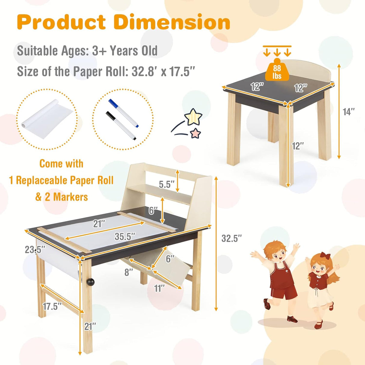Juego de mesa y silla de arte para niños centro de pintura