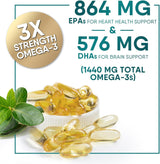 Suplemento de Omega 3 Fish Oil, 2400 mg, 60 cápsulas