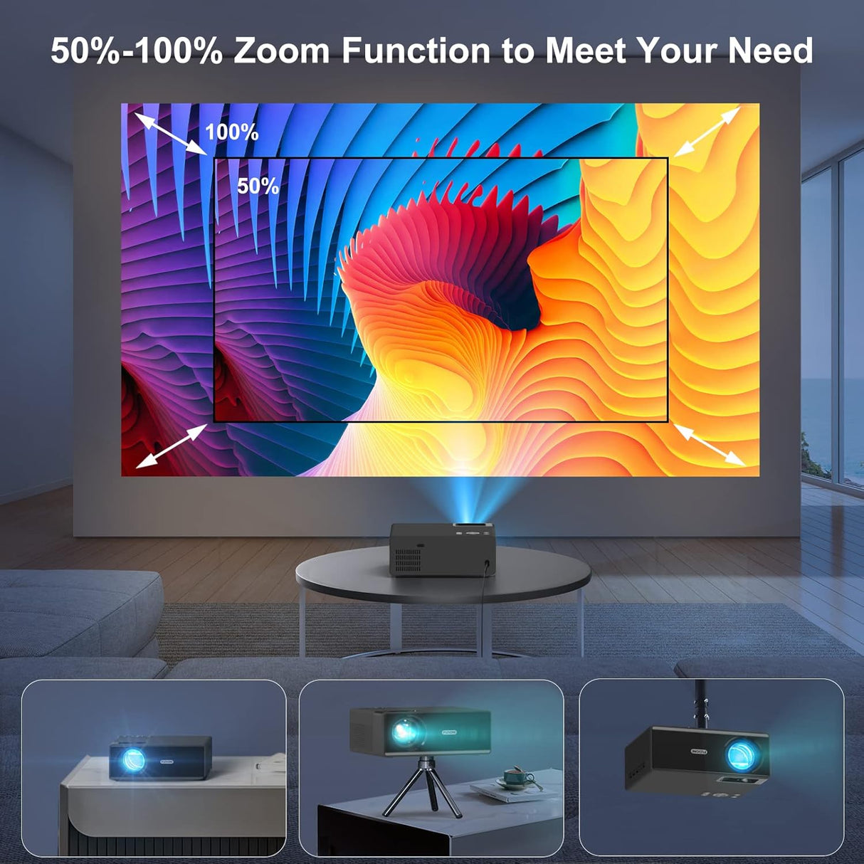 Proyector FUDONI 5G WiFi 1080P 15000L, Compatible con HDMI