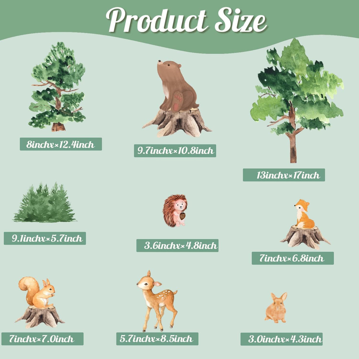 Pegatinas de animales de bosque KOKOLAP para decoraciones infantiles