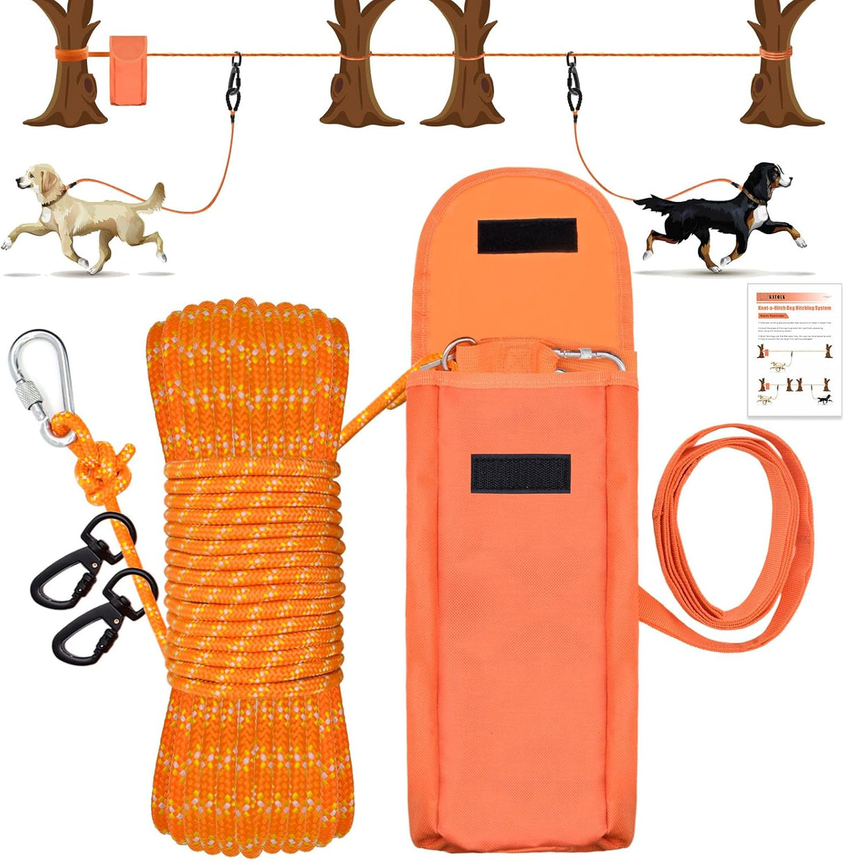 Cable portátil para perros de 100 pies, sistema de anclaje