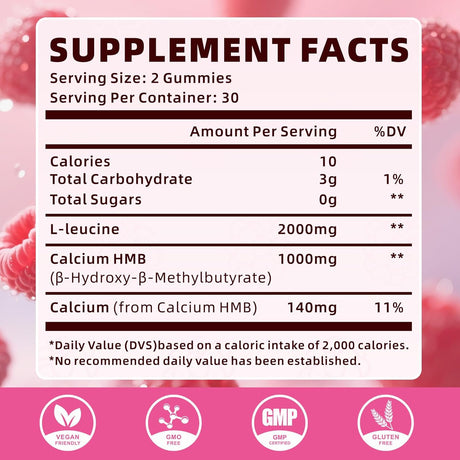 Gominolas HMB y Leucina para músculo, 3000mg, 120u