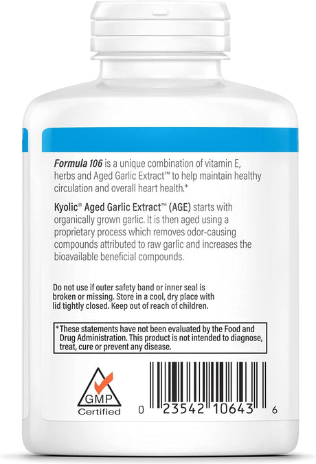 Suplementos Kyolic Extracto de ajo  Circulation Health 300un