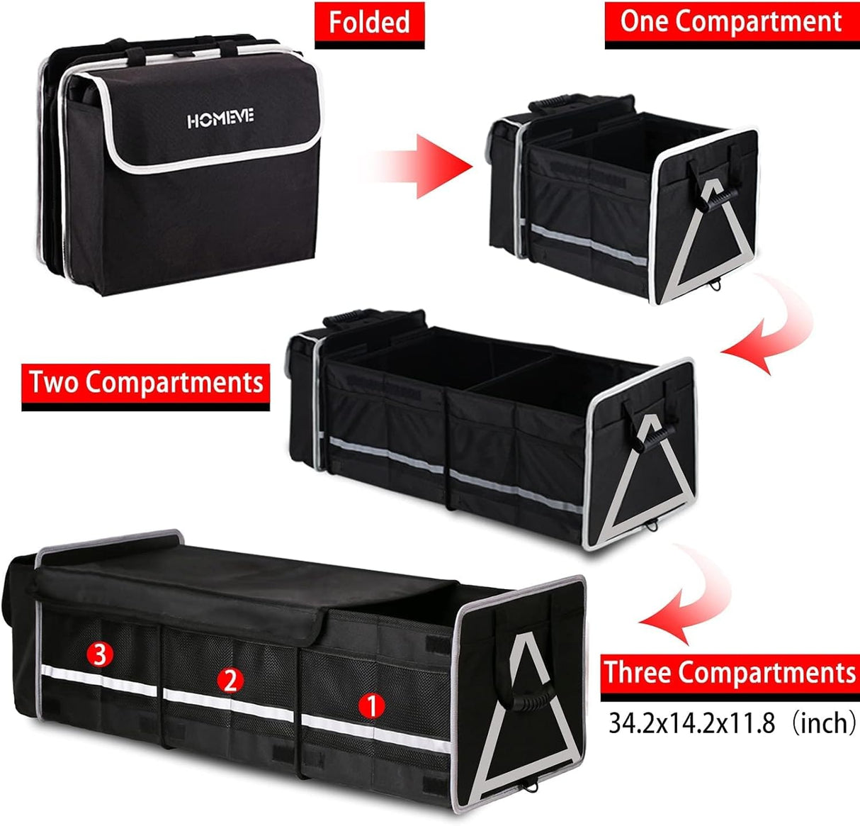 Organizador de Maletero HOMEVE Extra Grande con Enfriador, 3 Comp.