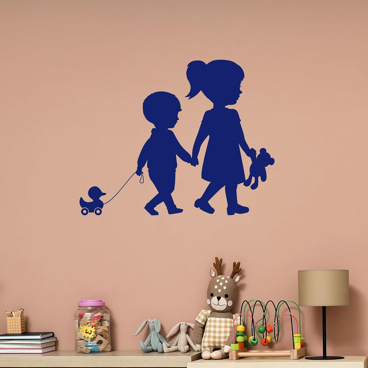 Vinilo Decorativo Hermanos Jardín Infantil Juguetes g8374