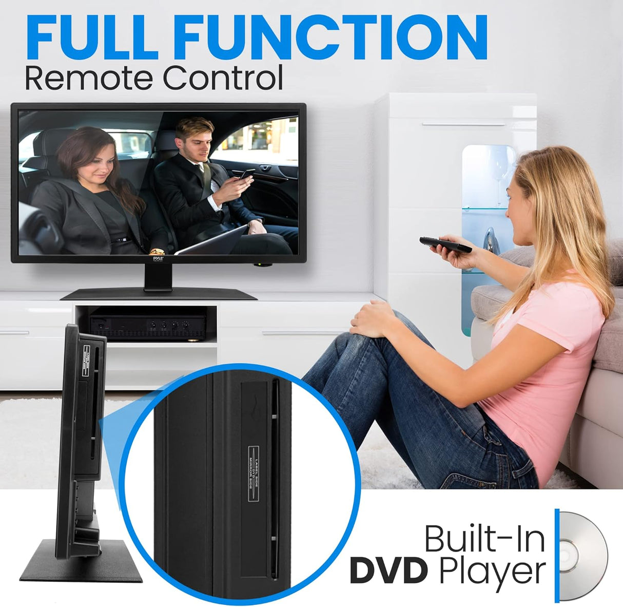 Televisor Pyle LED 24 FHD 1080p, HDMI, adaptador 12/24V