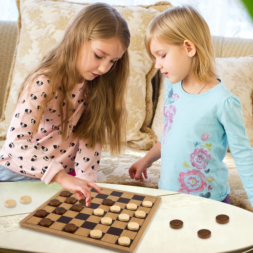 Juego de Damas de Madera Gamie, Diversión Familiar y Estratégica