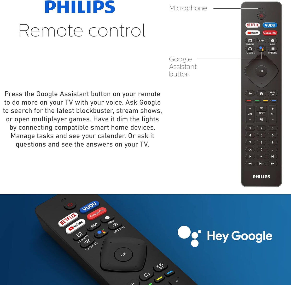 Televisor Smart TV Philips 55 4K UHD, HDR10, Google Assistant