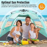 Tienda de playa pop-up XL con protección UV y ventilación