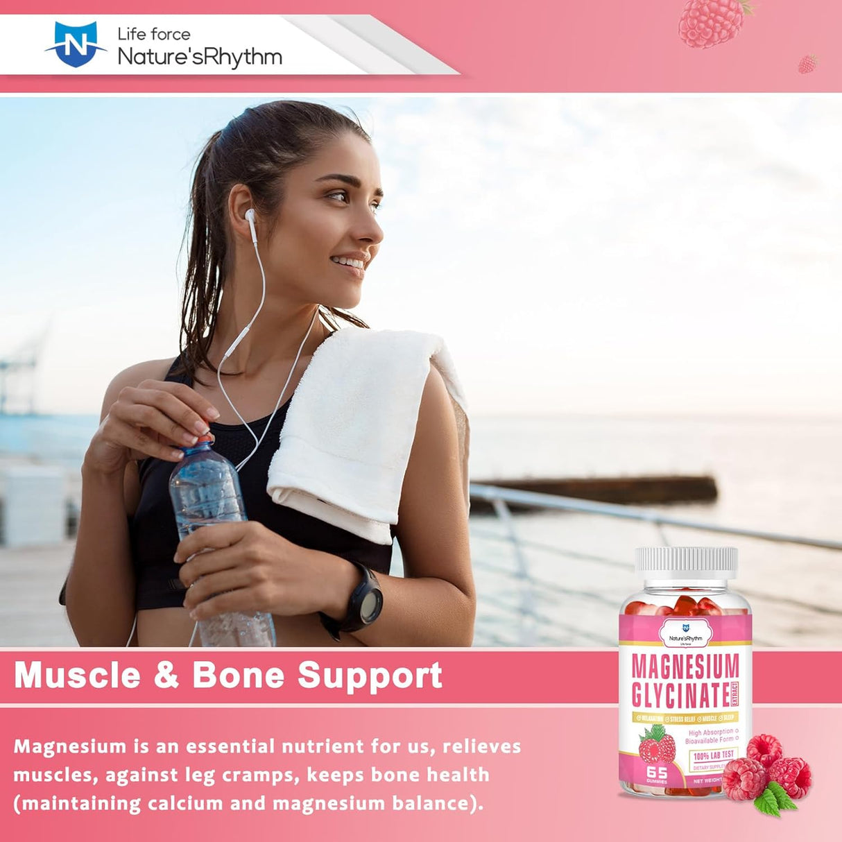 Nature’s Rhythm Gominolas de Magnesio 500mg, Relajación y Sueño