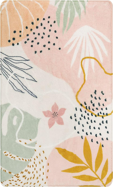 Alfombra rosa lavable para sala de estar, Rosa Lahome