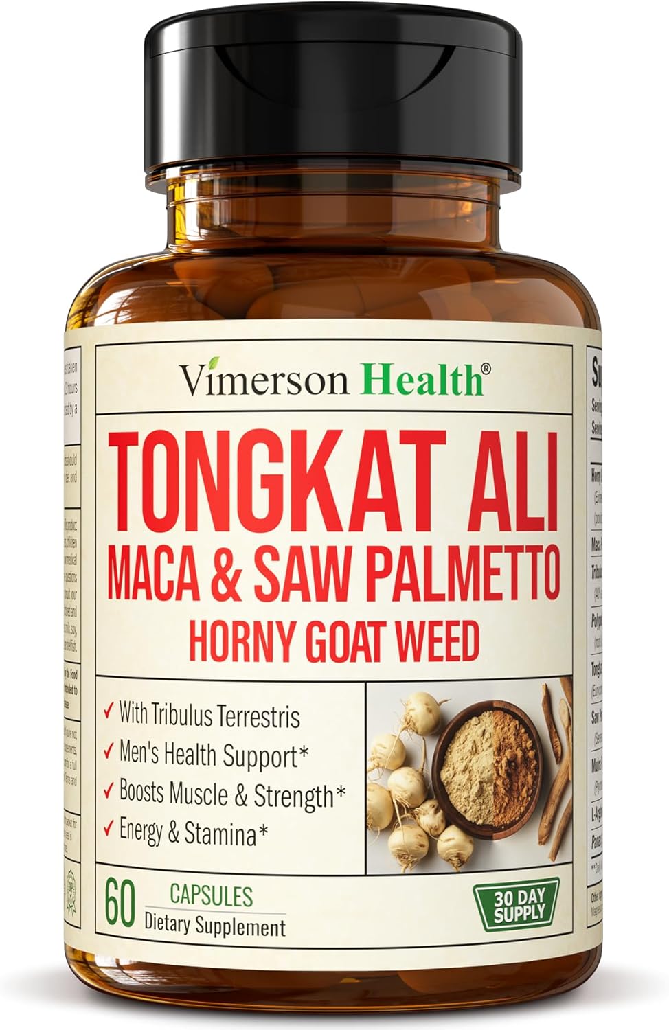 Suplemento de Tongkat Ali - Apoyo Testosterona, 60 Caps