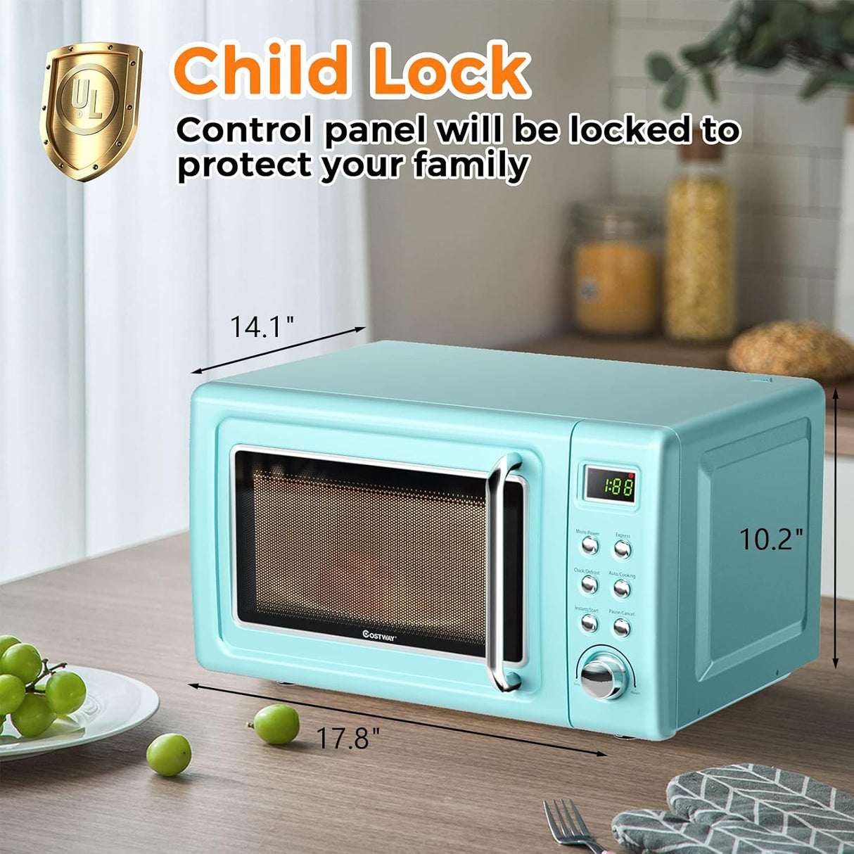 Microondas ARLIME 0.7 Cu.ft 700W, Acero Inox, Retro, Compacto