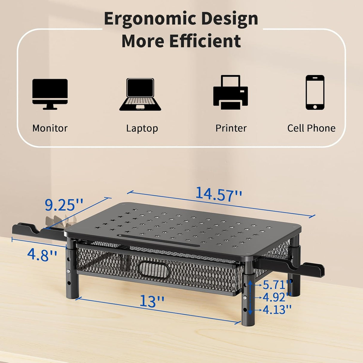 Soporte Monitor Zimilar Ajustable con Cajón y Soporte Móvil