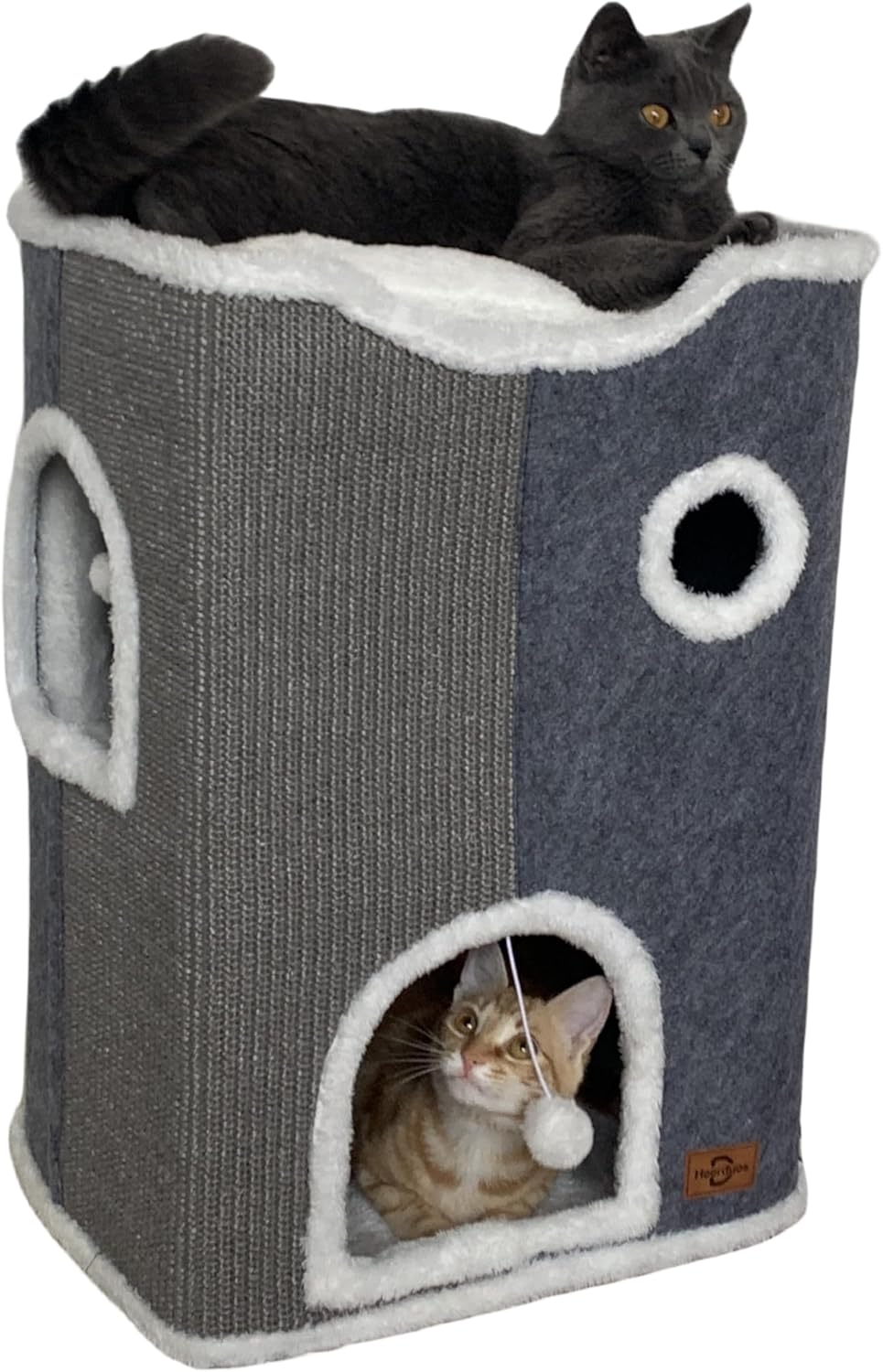 Casa de gato de 3 niveles, moderno, con rascador y cueva