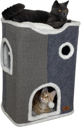 Casa de gato de 3 niveles, moderno, con rascador y cueva