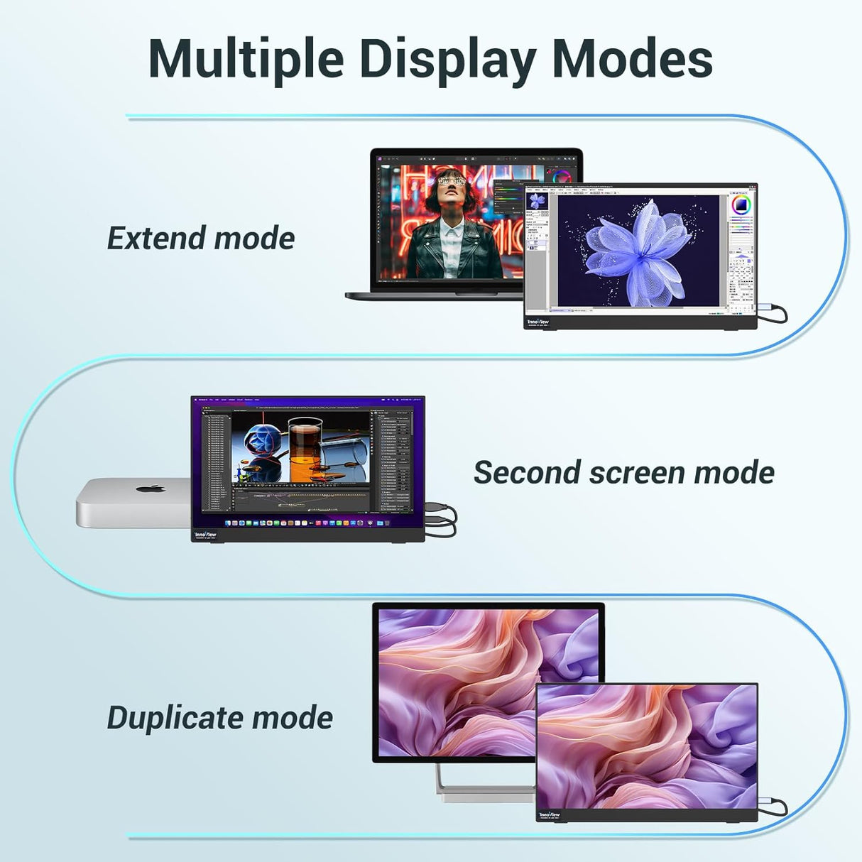 Monitor portátil InnoView 15.6 FHD, HDMI, USB-C, con altavoces