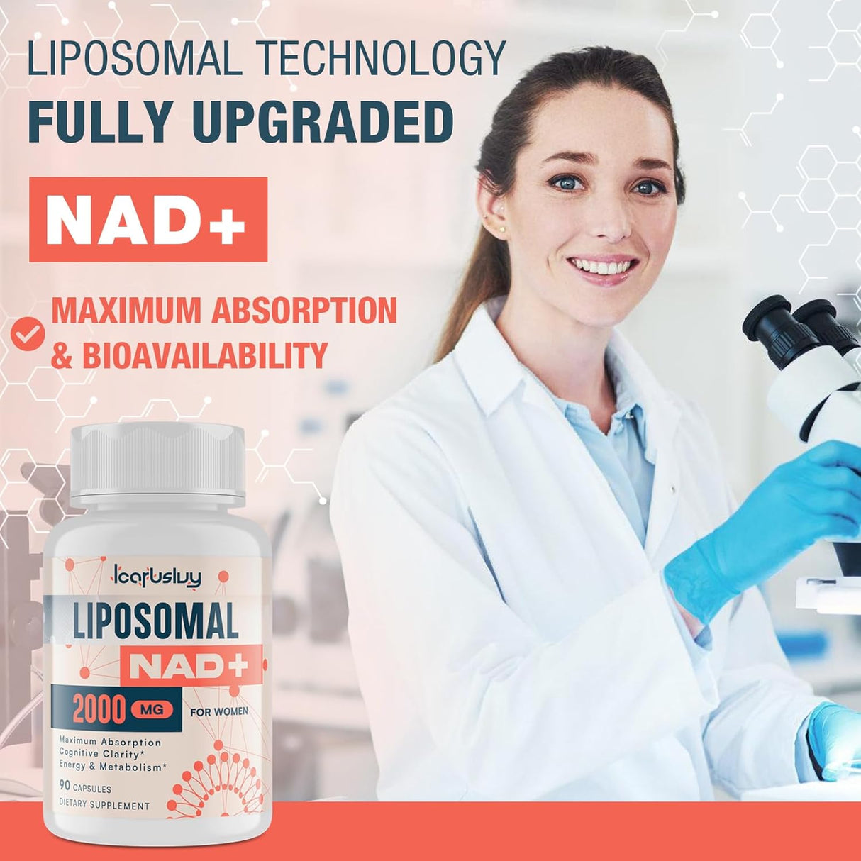 Suplemento NAD+ Liposomal 2000MG, Energía y Claridad, 90 Caps