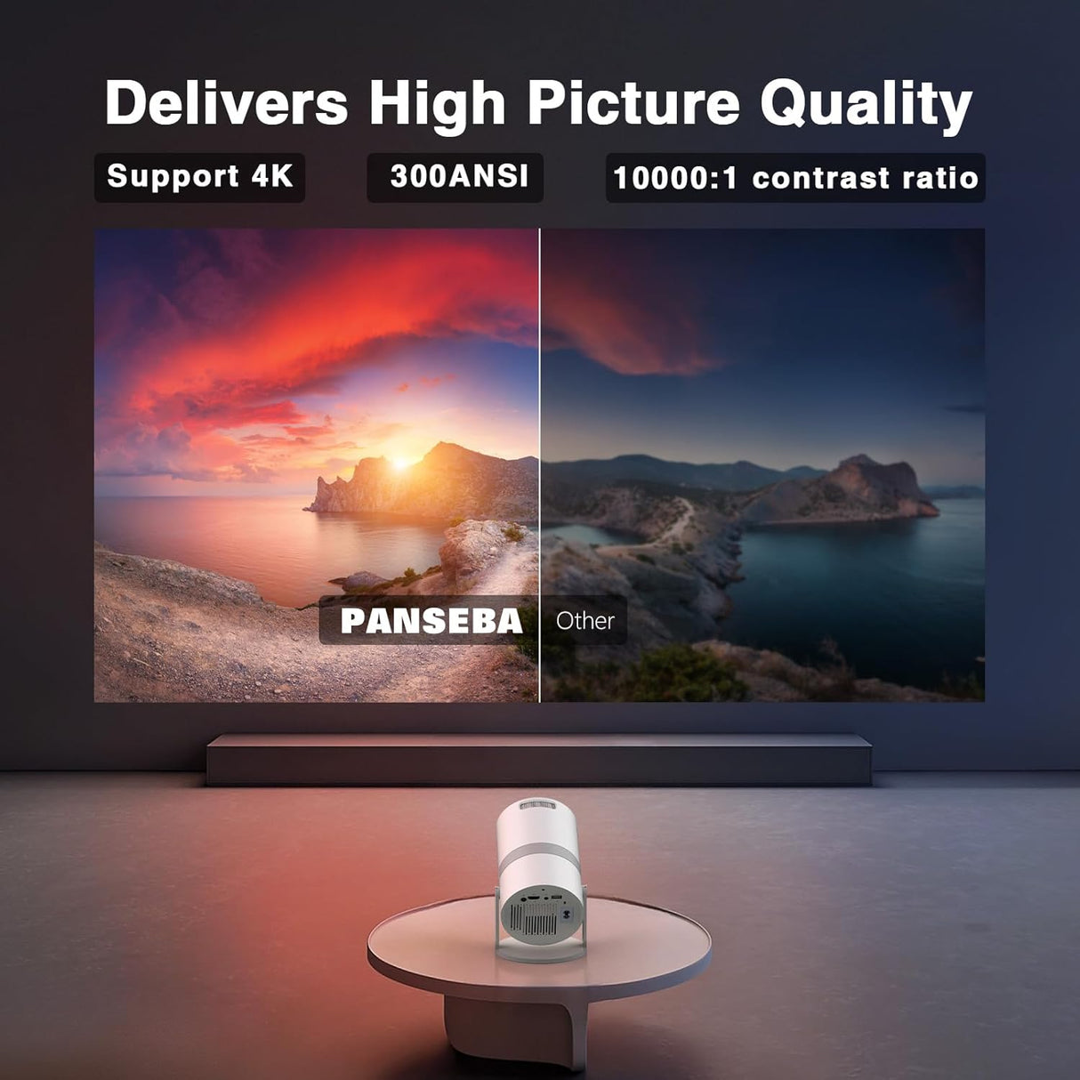 Proyector Mini PANSEBA 270° Ajustable, WiFi 6, Bluetooth