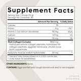 Polvo de proteína de múltiples colágenos (tipo I, II, III, V, X) con ácido hialurónico + vitamina C | 5 tipos de colágeno a base de alimentos, ideal para bebidas de café y proteínas, verificado sin OMG, 30 porciones (sin sabor)