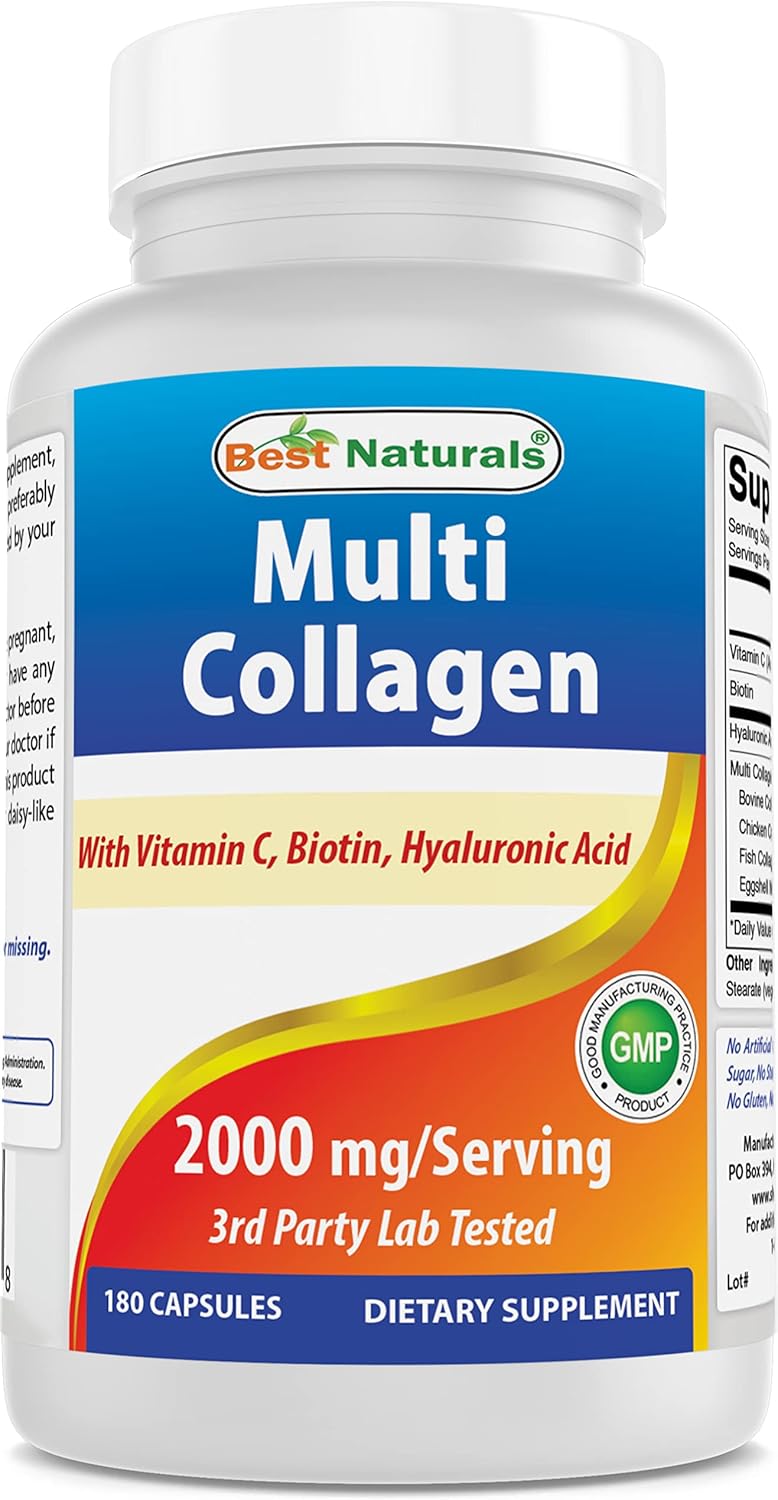 Best Naturals Colágeno Multi 2000mg Cápsulas para Piel, Cabello y Uñas