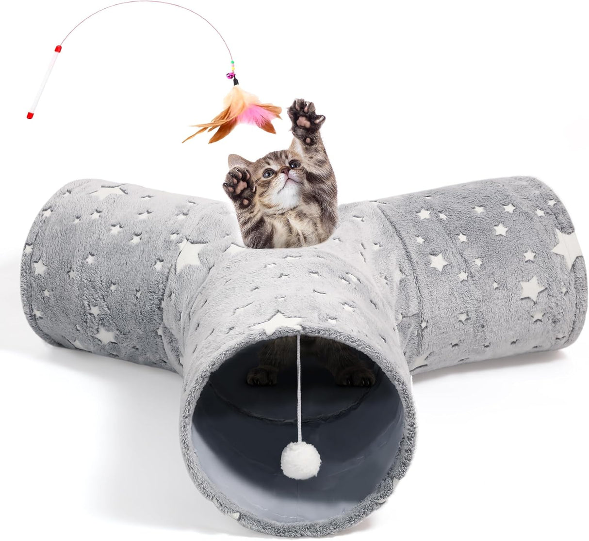 Túnel para gatos Love's Cabin 3 Vías con bola y orificio
