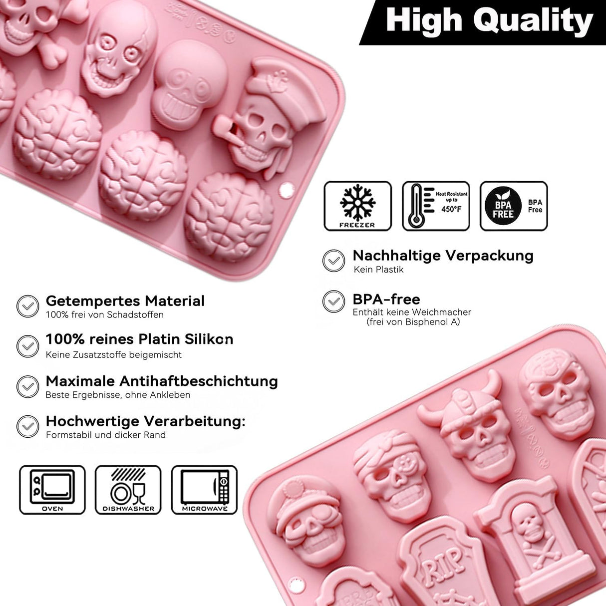 Moldes de Chocolate Halloween - Silicona - Calavera y Tumba (2PCS)