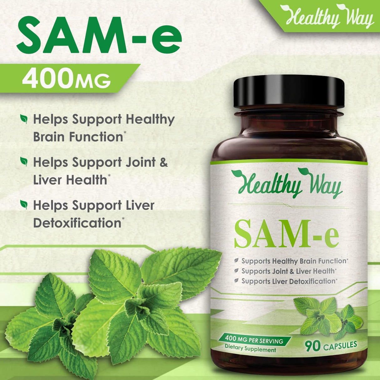 Suplemento Healthy Way SAM-e - S-adenosil metionina 400 mg