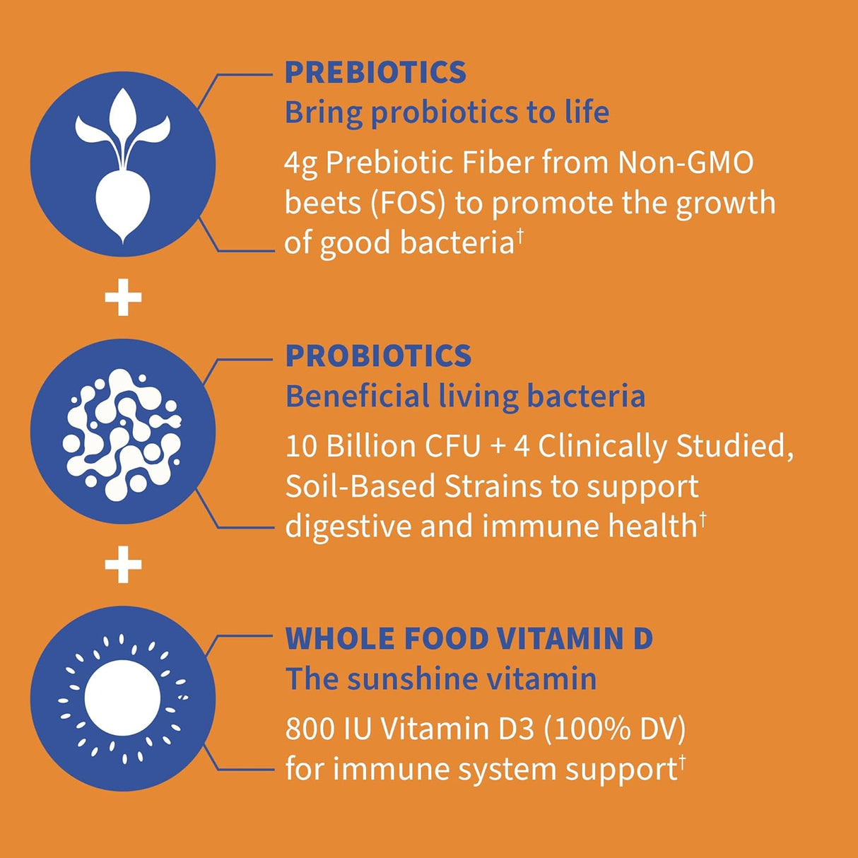 Suplementos de fibra prebiótica CFU con vitamina D3