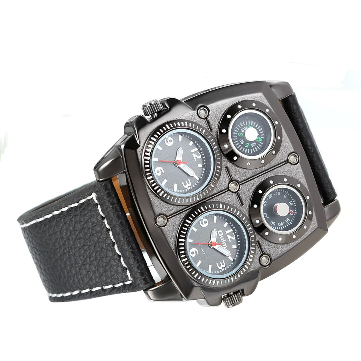 Reloj con brújula decorativa y dial de termómetro