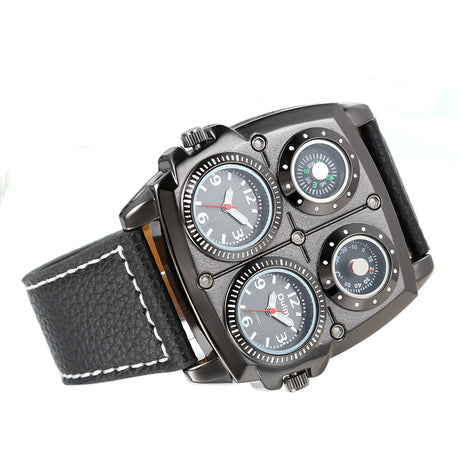 Reloj con brújula decorativa y dial de termómetro