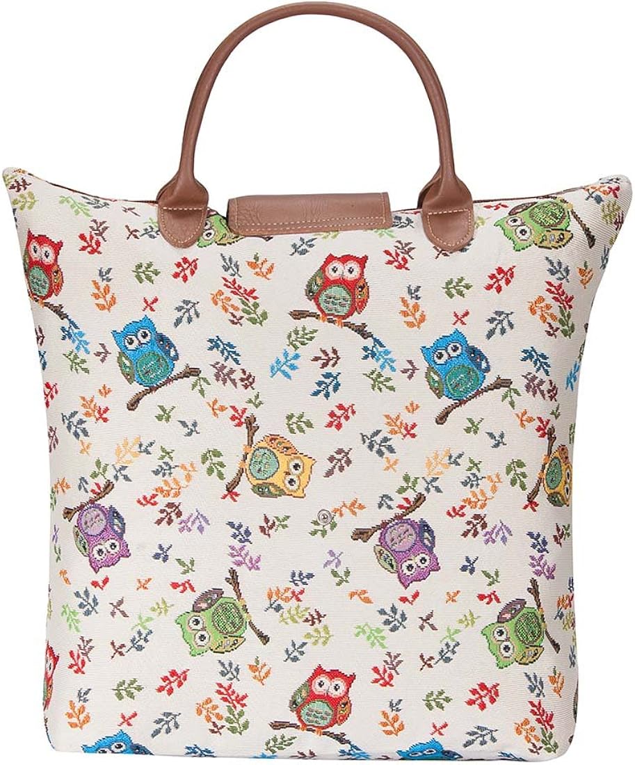 Bolsa Signare rectangular con diseño buhos y flores