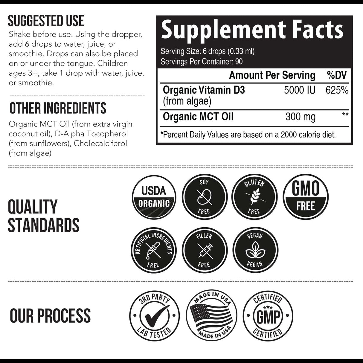 Plant-D3 Vitamina D3 Orgánica Max Fuerza 5000 IU - 1oz