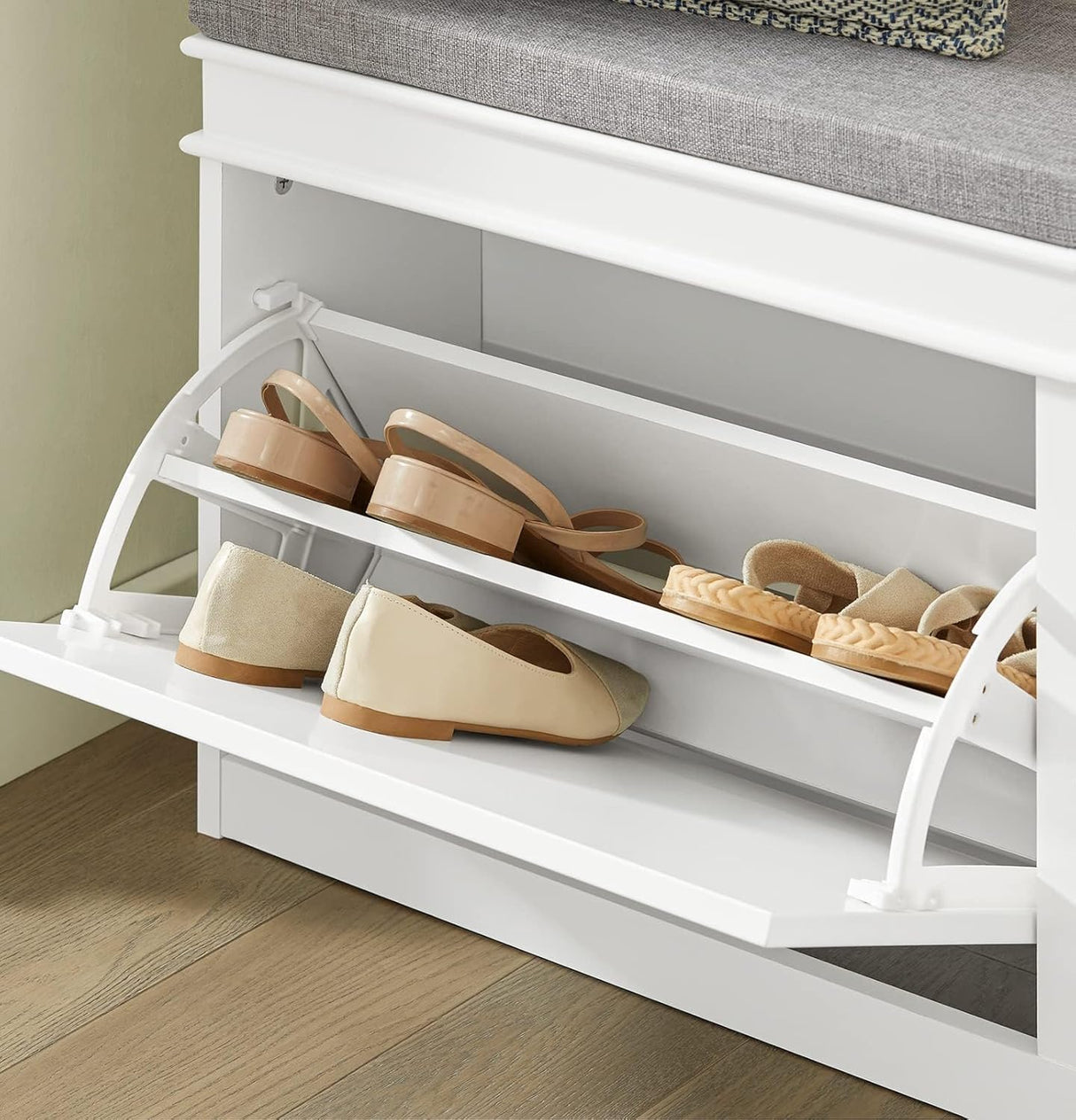 Banco de almacenamiento para zapatos con 2 cajones, FSR64-W