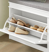Banco de almacenamiento para zapatos con 2 cajones, FSR64-W