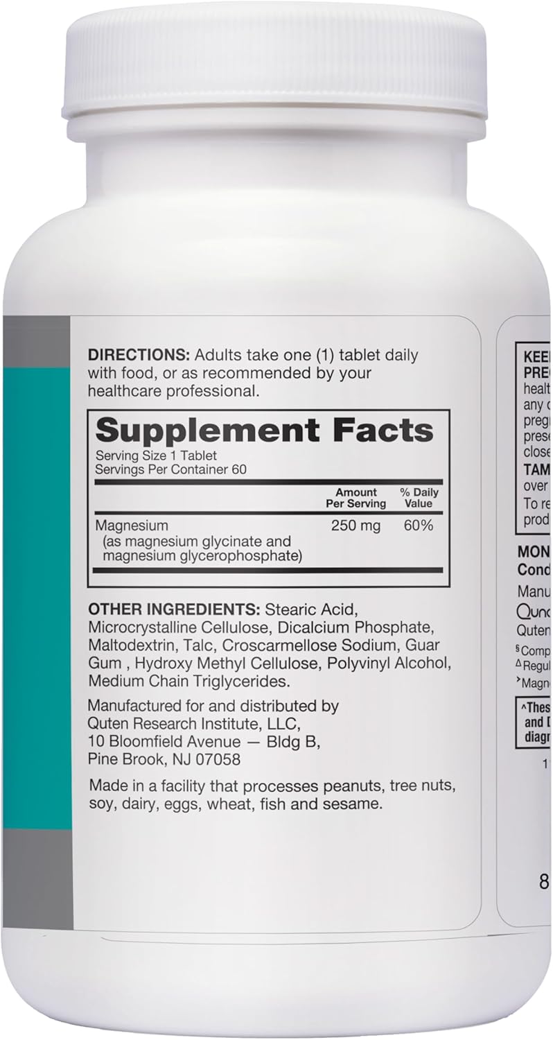 Suplemento de Magnesio Qunol, 250mg, 60 Cápsulas