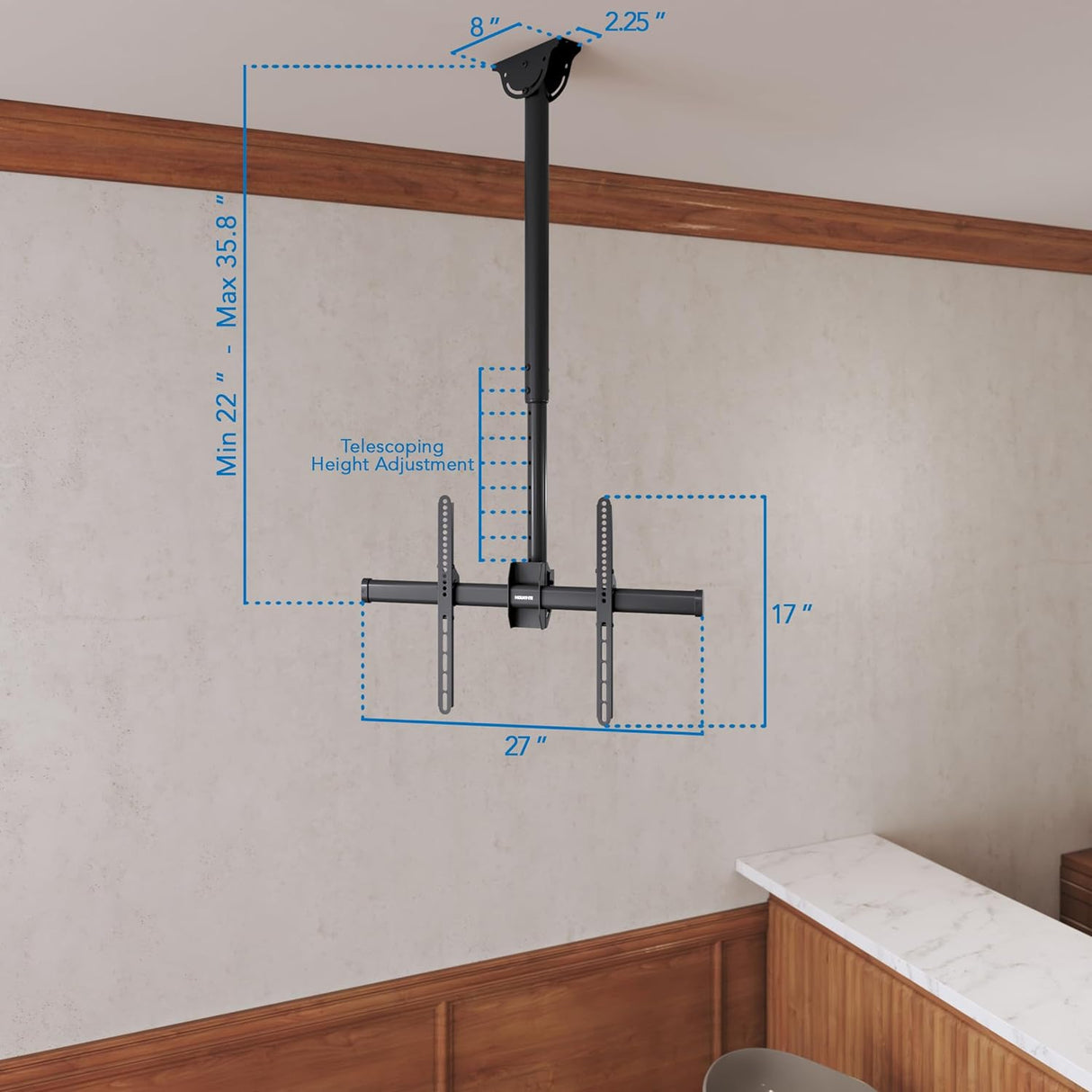 Soporte de Techo para TV, Mount-It!, Ajustable 360°, MI-509B