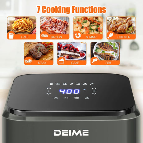Freidora de Aire DEIME 4.2QT 1200W Pantalla Táctil, 7 Presets