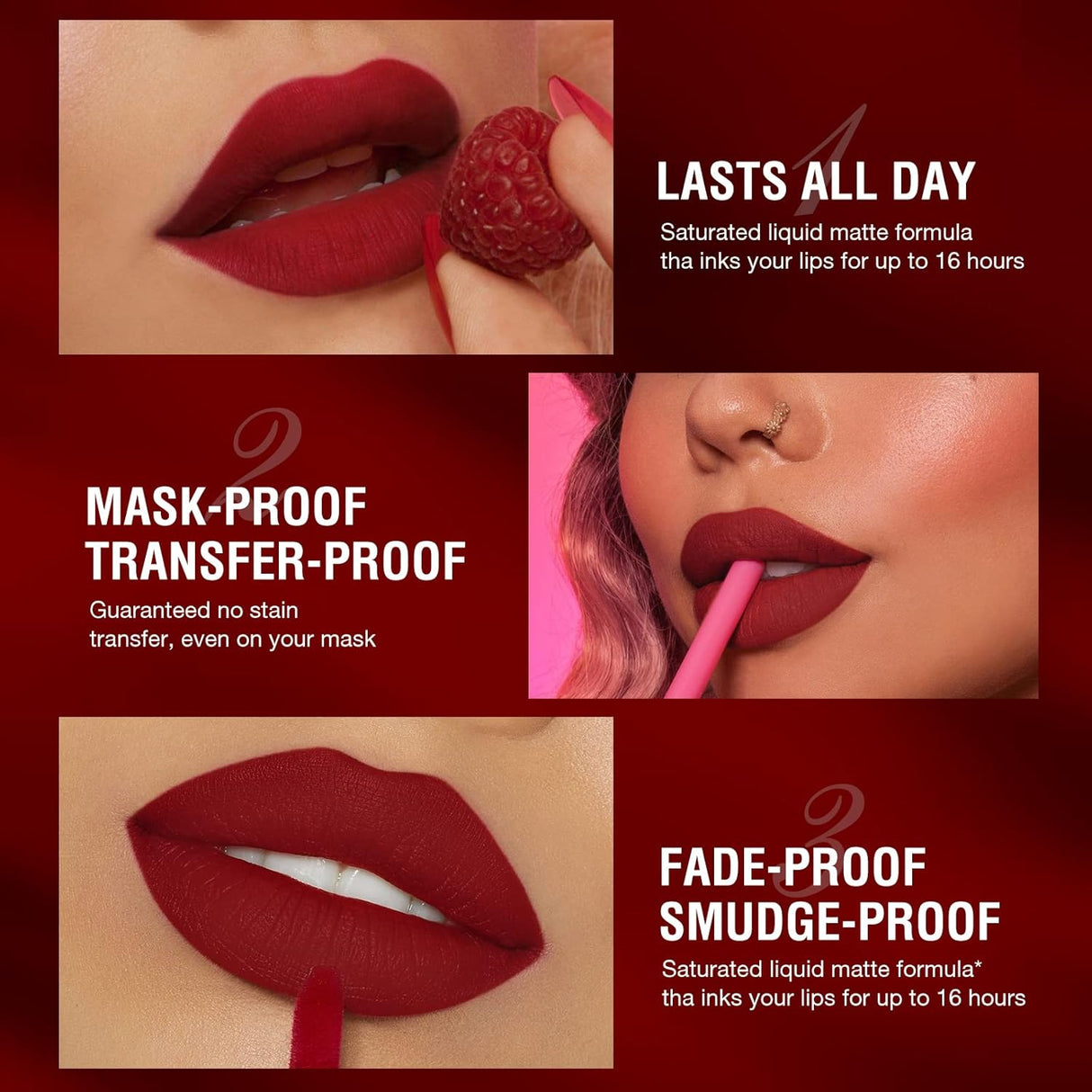 Set de Lápiz Labial Líquido Mate, Impermeable y Duradero