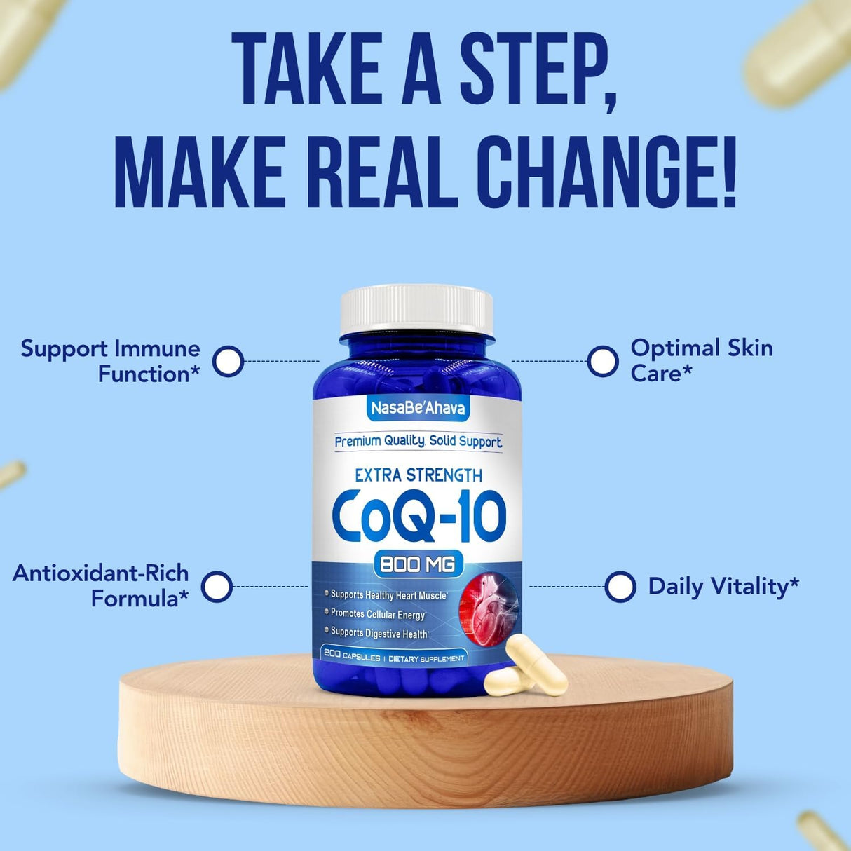 CoQ10 800mg Vegan Cápsulas Suplemento Energía y Corazón