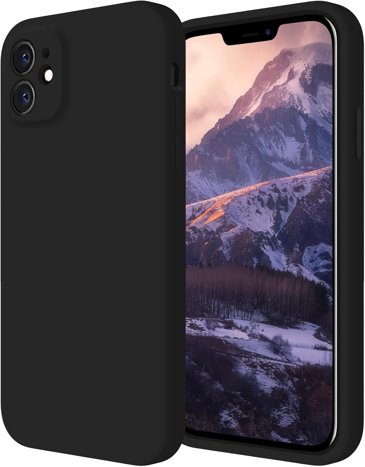 FireNova Funda diseñada para iPhone 12, funda de silicona mejorada [protección de cámara] con forro de microfibra suave antiarañazos, 6.1 pulgadas, color negro