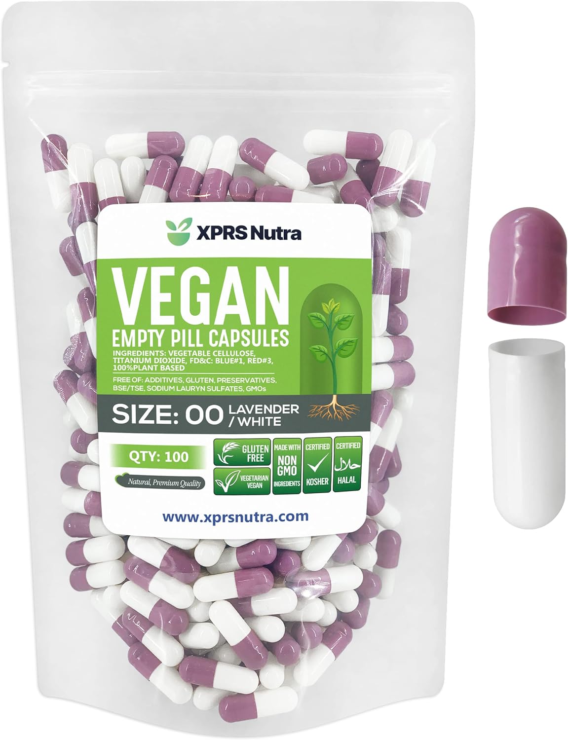 Suplemento Tamaño 00  vegetariana  cápsulas vacías  100 cap