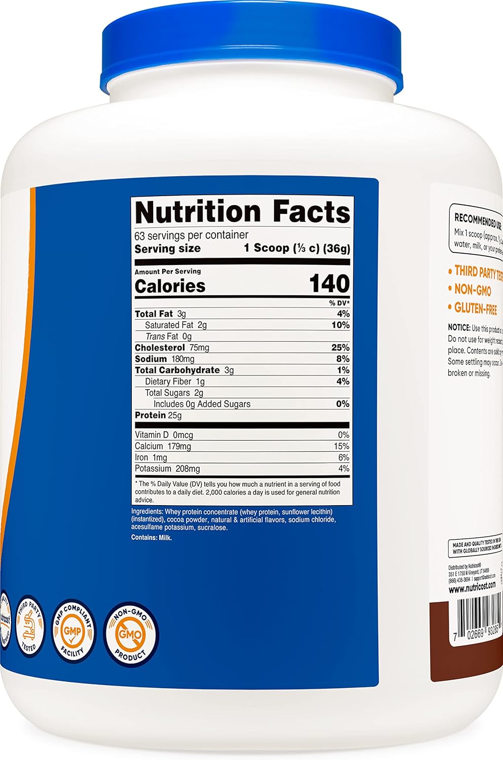 Suplemento Concentrado de proteína de suero Nutricost