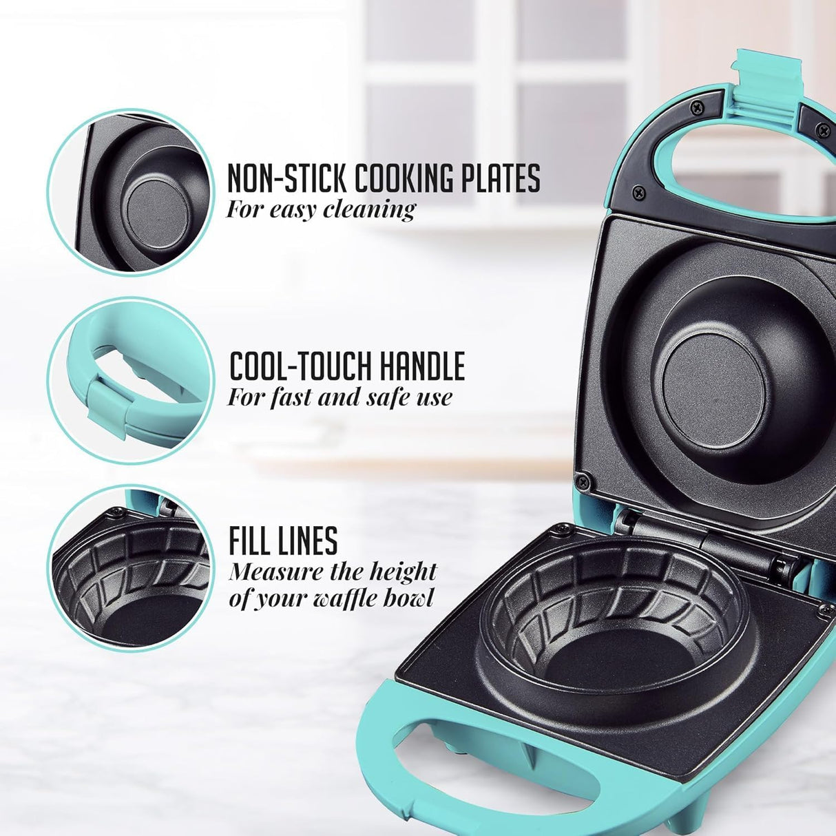 Máquina de Waffles OVENTE, 520W, Antiadherente, WMB2405BL